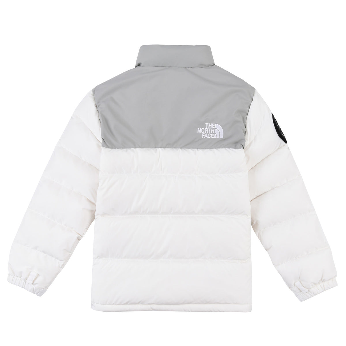 The North Face 1992 White and Gray Stand-Collar Puffer Jacket