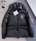 Moncler Black Hooded Puffer Jacket with Contrast Logo