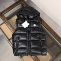 Moncler Glossy Black Puffer Vest with Detachable Hood