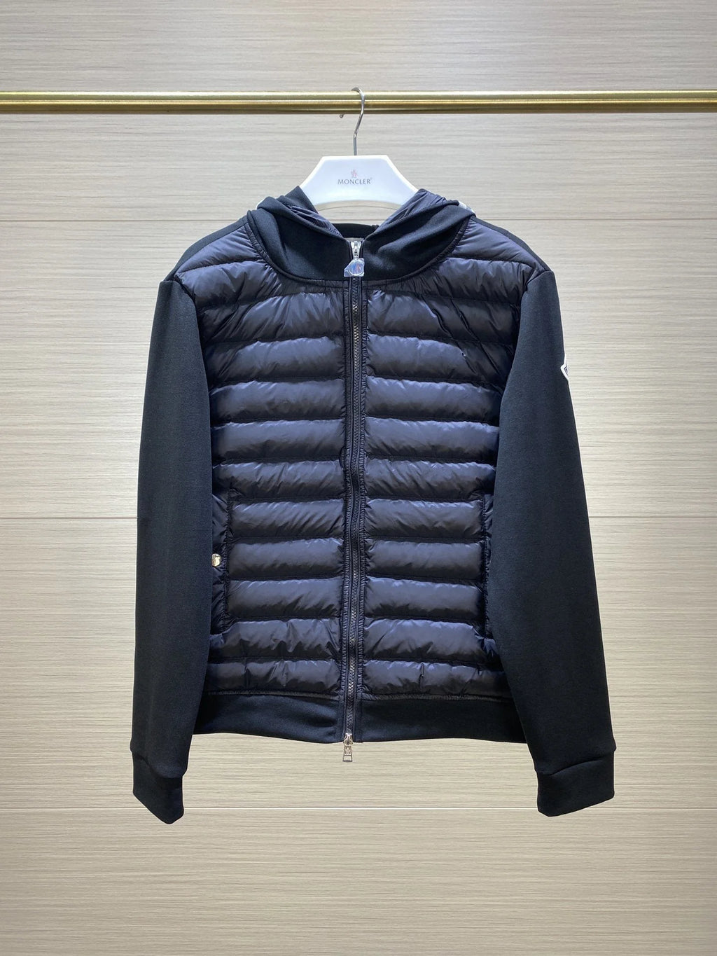 Moncler Acorus Black Stand-Collar Lightweight Down Jacket