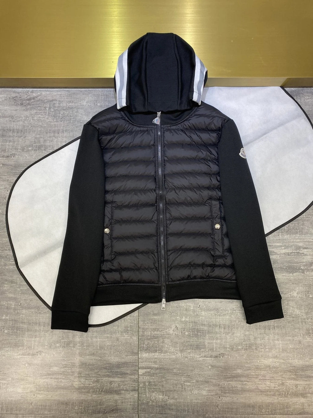 Moncler Acorus Black Stand-Collar Lightweight Down Jacket