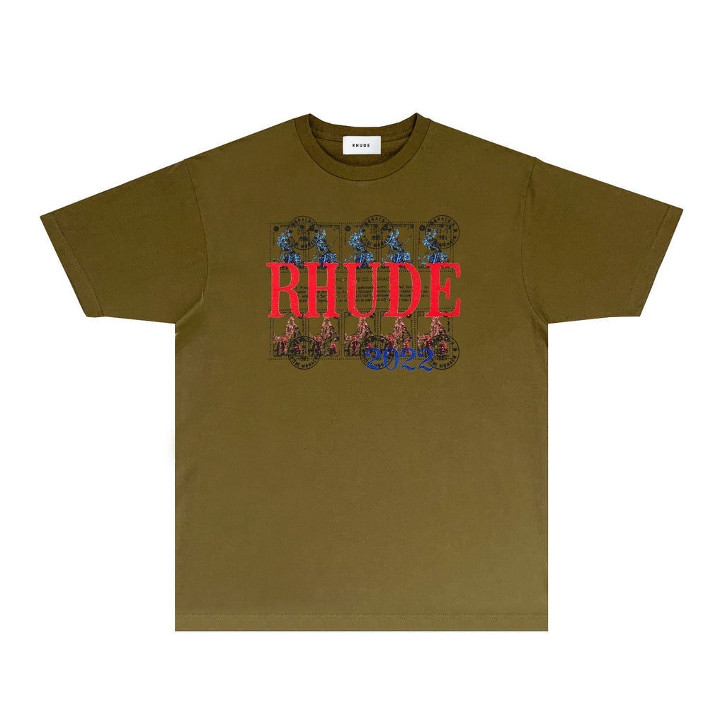 Rhude T-shirts Printed Trendy Pure Cotton