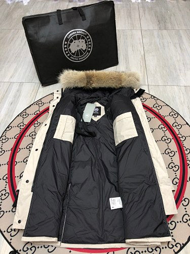 Canada Goose Women's Long Hooded Puffer Coat - Cream